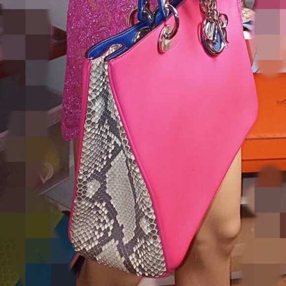 CHRISTIAN DIOR DIORISSIMO MULTICOLOR CALFSKIN+PYTHON SKIN-MEDIUM-100% AUTHENTIC! - Picture 2 of 13